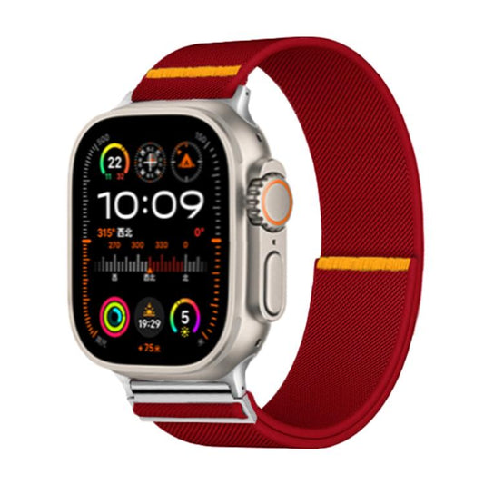For Apple Watch 46mm / 49mm / 45mm / 44mm Adjustable Single Loop Elastic Nylon Watch Band(Red) by bashfashion