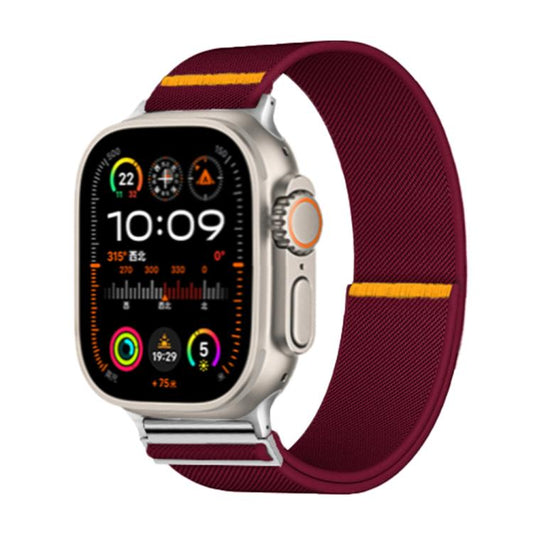 For Apple Watch 42mm / 41mm / 40mm / 38mm Adjustable Single Loop Elastic Nylon Watch Band(Burgundy) by bashfashion