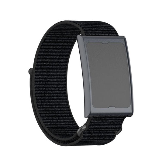 For Amazfit Helio Strap Metal Ring Two Sections Nylon Hook and Loop Fastener Watch Band(Deep Black) by bashfashion