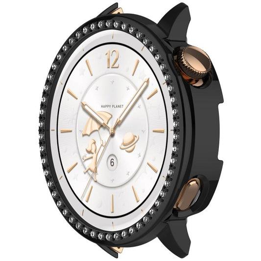 For OnePlus Watch 3 43mm Single Row Diamond Half Coverage Hollow PC Watch Protective Cover(Black) by bashfashion