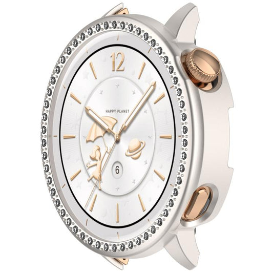 For OnePlus Watch 3 43mm Single Row Diamond Half Coverage Hollow PC Watch Protective Cover(Glossy Starlight Color) by bashfashion