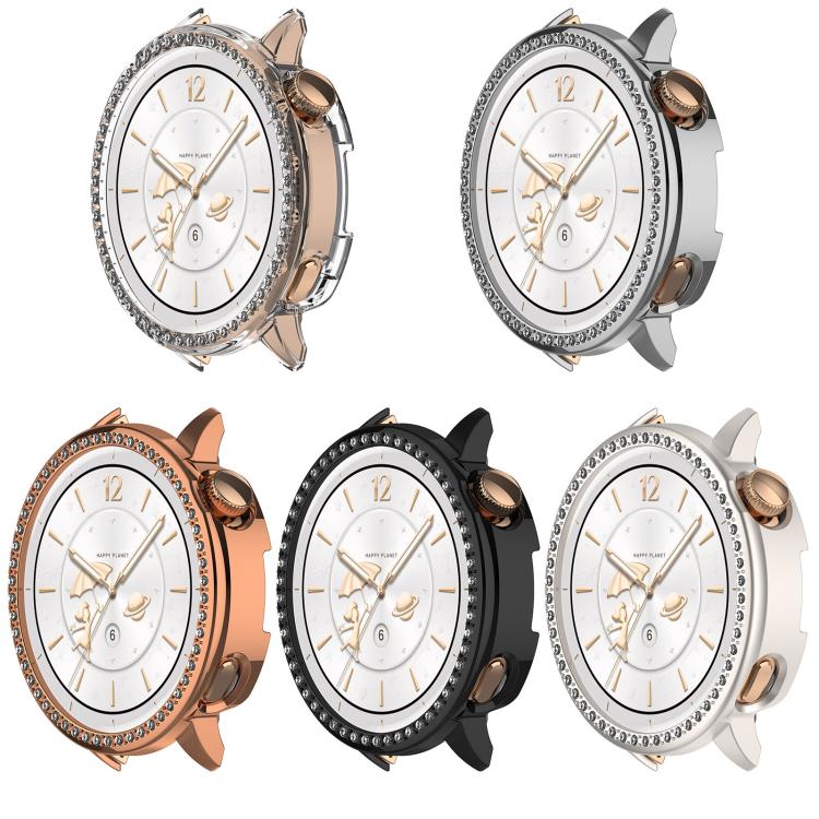 For OnePlus Watch 3 43mm Single Row Diamond Half Coverage Hollow PC Watch Protective Cover(Rose Gold) by bashfashion