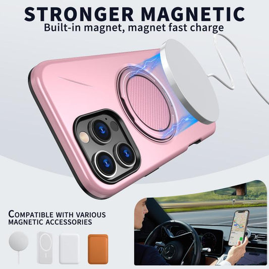 For iPhone 16 Pro Kalebol Magnetic MagSafe Rotation Holder PC Phone Case(Pink) by Kalebol