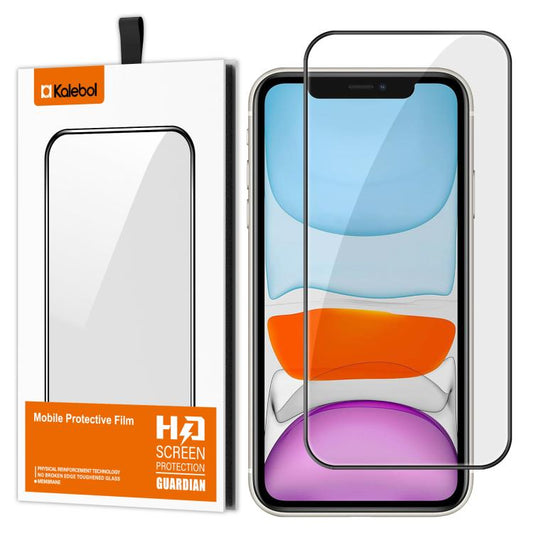 For iPhone 11 Kalebol High-Aluminum Screen-Printed Full-Coverage Anti-Fingerprint Black-Bordered HD Tempered Glass Film by Kalebol
