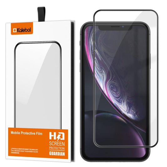 For iPhone XR Kalebol High-Aluminum Screen-Printed Full-Coverage Anti-Fingerprint Black-Bordered HD Tempered Glass Film by Kalebol
