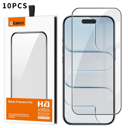 For iPhone Air 10pcs Kalebol High-Aluminum Screen-Printed Full-Coverage Anti-Fingerprint Black-Bordered HD Tempered Glass Film by Kalebol