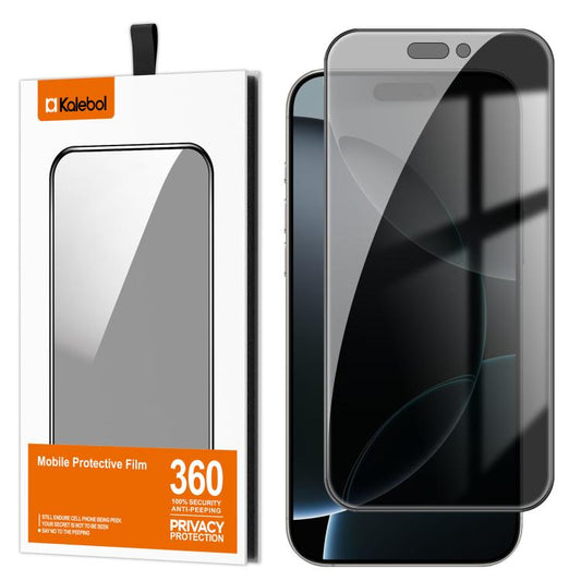 For iPhone 16 Pro Max Kalebol High-Aluminum Screen-Printed Full-Coverage Black-Border Privacy Tempered Glass Film by Kalebol