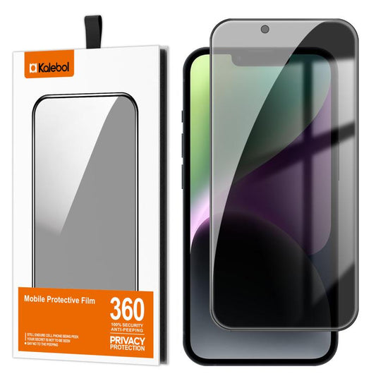 For iPhone 14 Plus Kalebol High-Aluminum Screen-Printed Full-Coverage Black-Border Privacy Tempered Glass Film by Kalebol