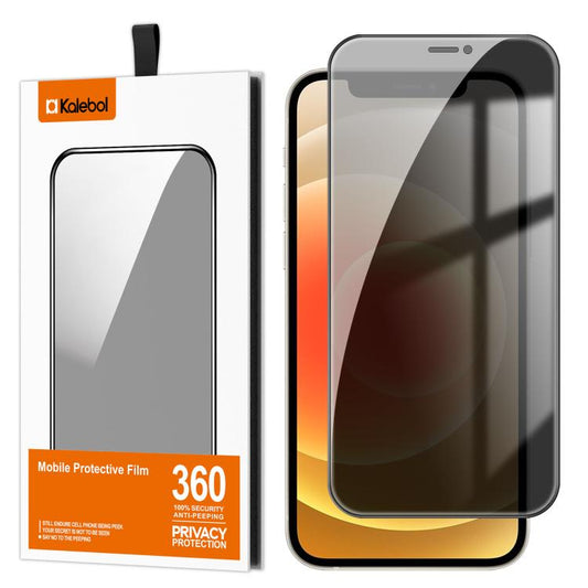 For iPhone 12 Kalebol High-Aluminum Screen-Printed Full-Coverage Black-Border Privacy Tempered Glass Film by Kalebol