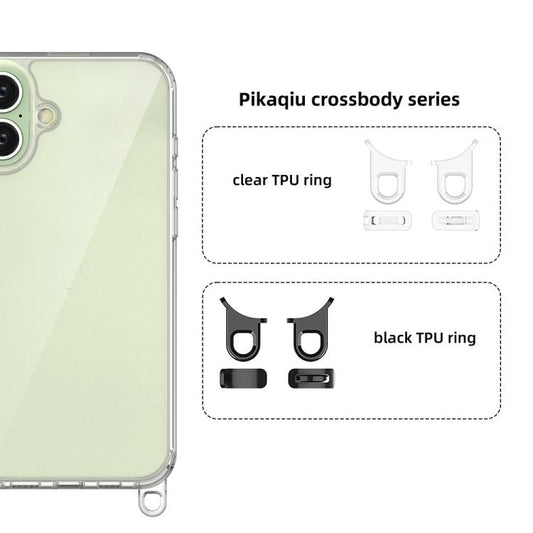 For iPhone 16 Plus Kalebol Minimalist High Transparency Multi Color Lanyard Hole Phone Case(Black) by Kalebol