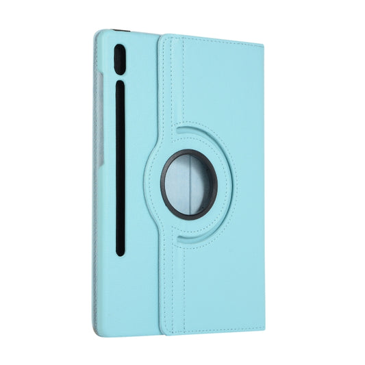 ENKAY 360 Degree Rotation Lichi Texture Leather Case with Holder for Samsung Galaxy Tab S6 10.5 T860 / T865(Light Blue) by ENKAY