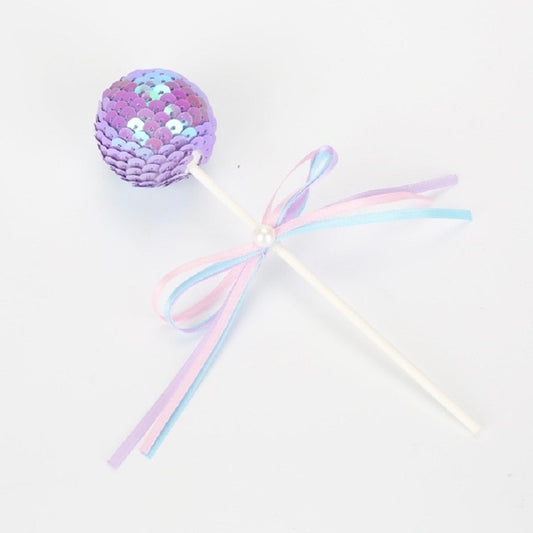 Ribbon Bow Sequin Ball Cake Party Dessert Inserted Card(Purple) by bashfashion