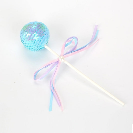 Ribbon Bow Sequin Ball Cake Party Dessert Inserted Card(Blue) by bashfashion