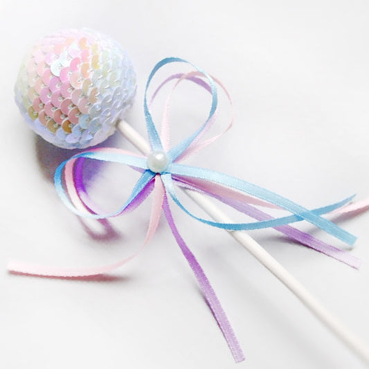 Ribbon Bow Sequin Ball Cake Party Dessert Inserted Card(White) by bashfashion