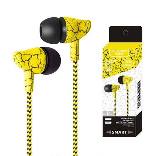 3.5mm Jack Crack Earphone Wired Headset Super Bass Sound Headphone Earbud with Mic for Mobile Phone Samsung Xiaomi MP3 4(YELLOW) by bashfashion