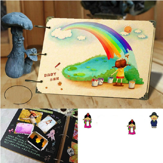 10 inch DIY Paste Retro Loose-leaf Iron Hoop Photo Album(15 Kraft Card +15 Black Card Pages) by bashfashion