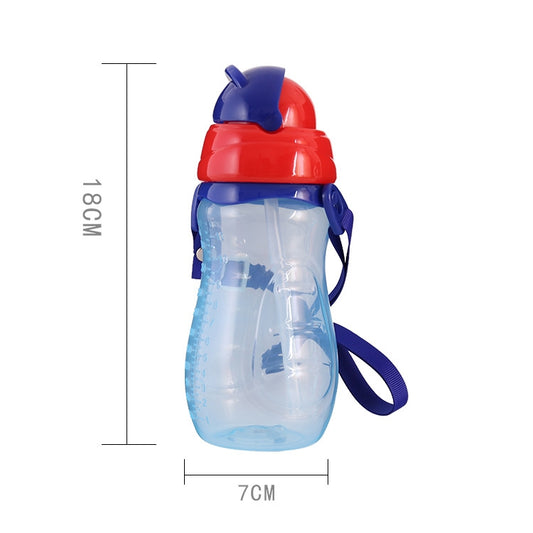 Baby Water Feeding Bottle With Straw Portable Cartoon Save Cups Sports Bottles Baby Feeding Cups(Blue) by bashfashion