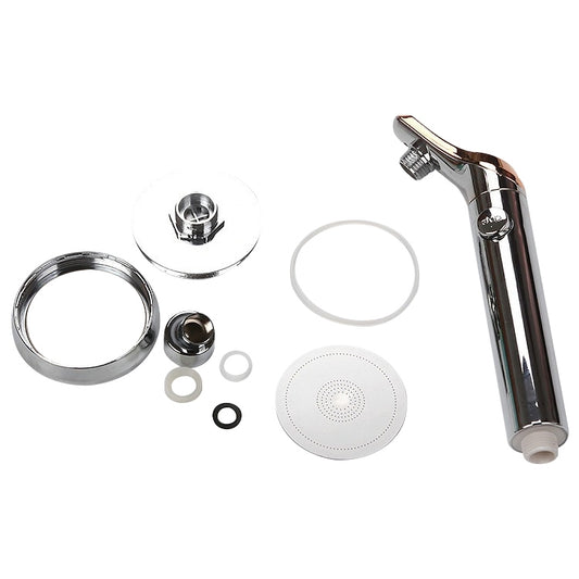 Universal Pressurized One-touch Water Stop Hand Shower Head, Color:White Color Gold by bashfashion