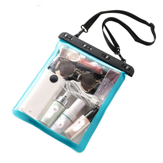 Multipurpose Single Shoulder Outdoor Transparent Waterproof Bag for Mobile Phone Small Objects(Lake Blue) by bashfashion