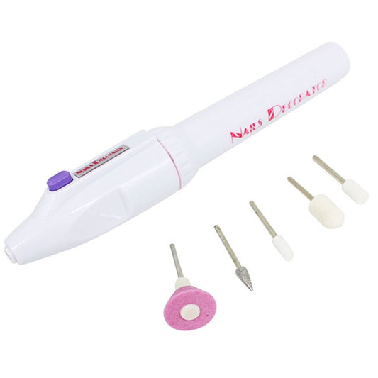 Electric Nail File Drill Kit Tips Manicure Toenail Pedicure Salon Pen Shape Manicure Kit Nail Drill Buffers Pedicure Tool with 5 Bits by bashfashion