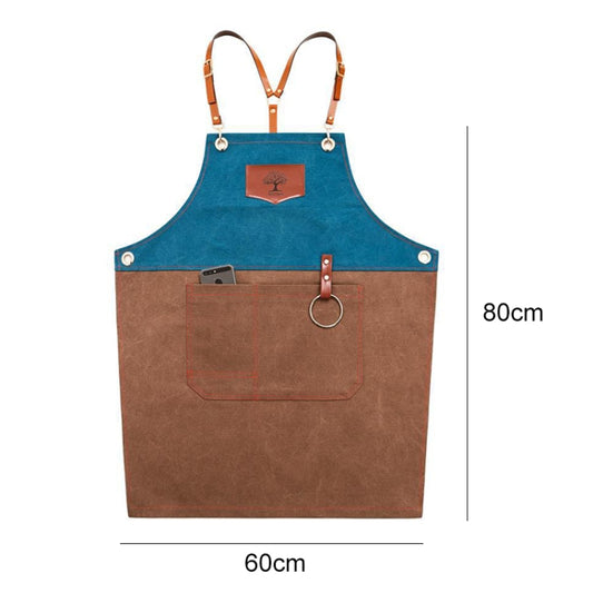 Men Women Overalls Denim Apron(Red Brown) by bashfashion