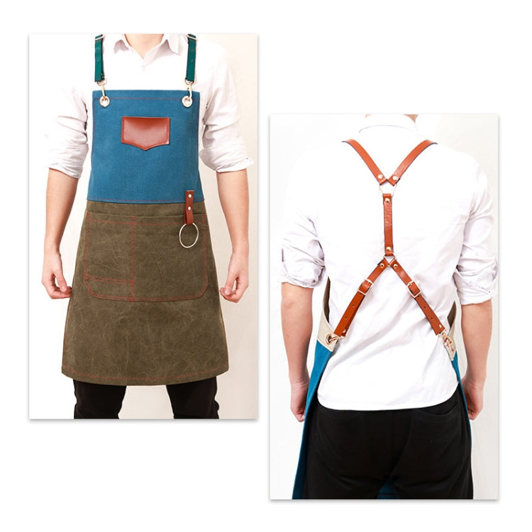 Men Women Overalls Denim Apron(Red Brown) by bashfashion