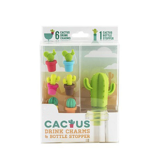 7 in 1 Creative Cactus Silicone Wine Bottle Stopper + Wine Glass Marker Set by bashfashion