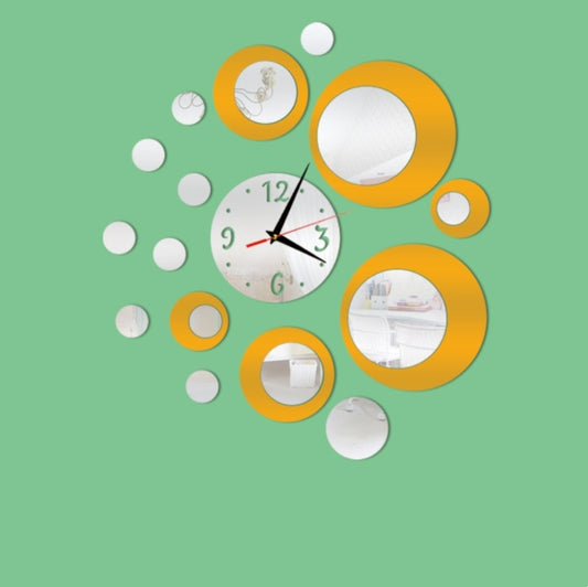 3D Stereo Decorative Clock Acrylic Digital Mirror Wall Sticker Wall Clock(Silver Gold) by bashfashion