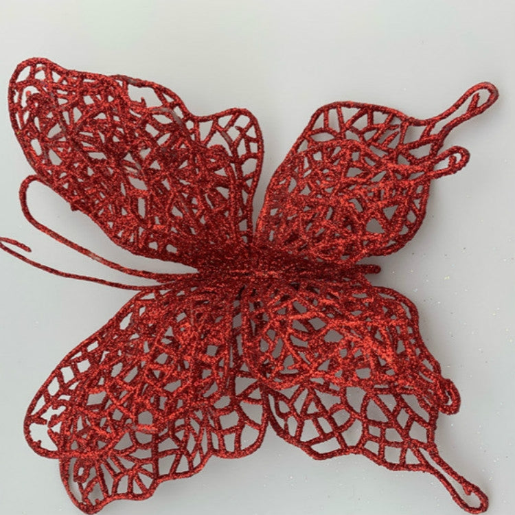 5 PCS Christmas Tree Decoration Artificial Flower Butterfly Christmas Pendant, Color:Gold by bashfashion