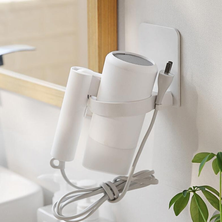 Bathroom Storage Rack Wall-mounted Hair Dryer Rack(White) by bashfashion