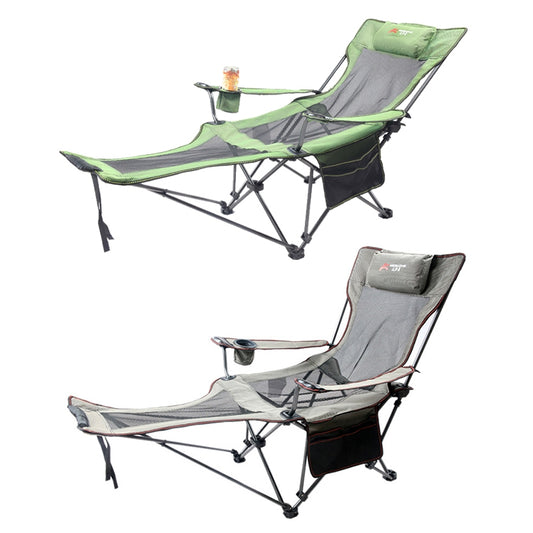 Portable Outdoor Folding Recliner Wild Fishing Camping Leisure Stool Stainless Steel Folding Beach Chair Furniture(Green) by bashfashion