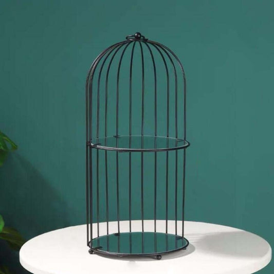 Cosmetic Storage Rack Bird Cage Desktop Shelf Dresser Skin Care Finishing Rack, Size:Large, Color:Black by bashfashion