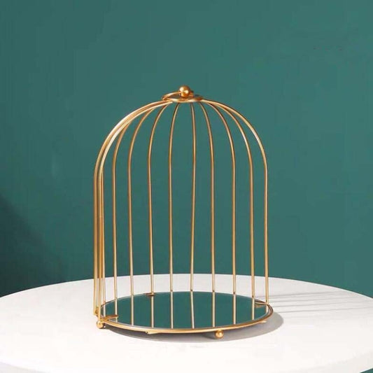 Cosmetic Storage Rack Bird Cage Desktop Shelf Dresser Skin Care Finishing Rack, Size:Small, Color:Gold by bashfashion
