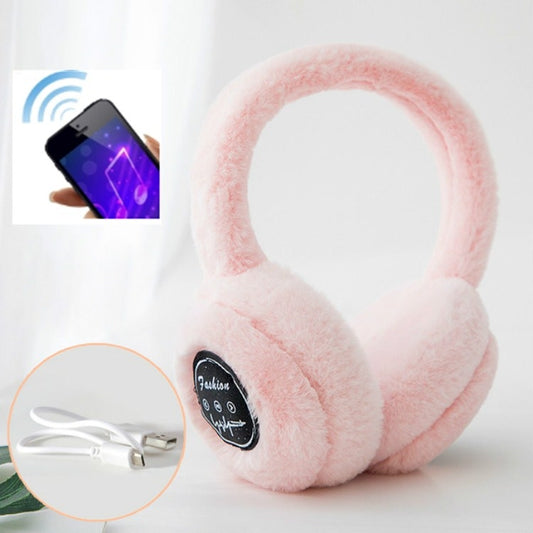 Bluetooth Earmuffs Winter Plush Windproof Men And Women Ear Cover(Pink) by bashfashion