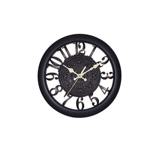Home Round Retro Living Room Quartz Wall Clock(Antique Black) by bashfashion