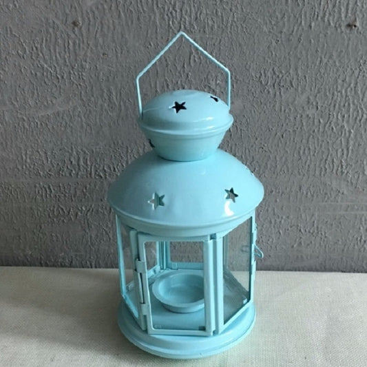 Hollow Star Iron Candle Holder Metal Crafts Portable Candle Holder Decoration(Blue) by bashfashion
