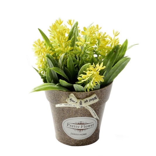 Fake Flowers Grass With Plastic Artificial Potted Flowers For Rustic Garden Farmhouse Decoration(Yellow) by bashfashion