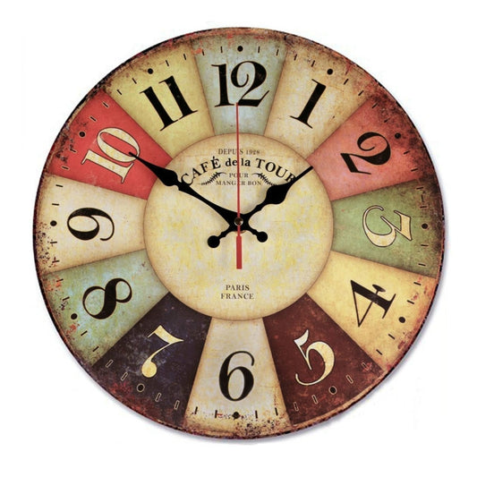 Vintage Wooden MDF Hanging Clock Mute Quartz Clock Living Room Wall Clock(86) by bashfashion