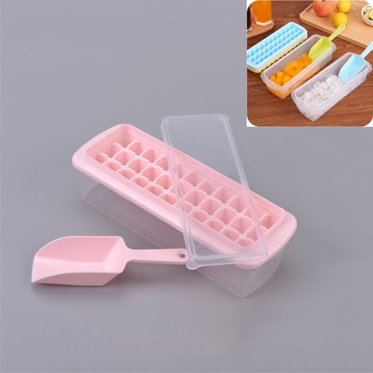 Creative 33 Grid DIY Ice Cube Box Plastic Homemade Ice Cube Mould with Cover & Shovel(Pink) by bashfashion