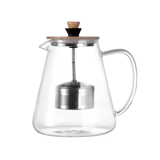 Stainless Steel Infuser Teapot Clear Borosilica Glass Filter Heat Resistant Coffee Puer Tea Pot Heated Container Boiling Kettle, Size:750ml by bashfashion