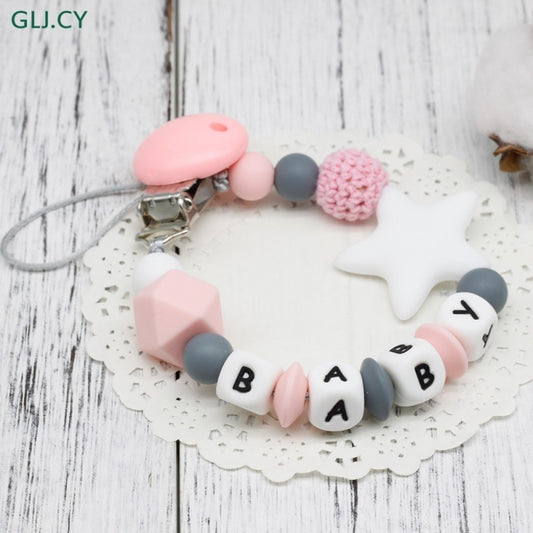 DIY Silicone Baby Pacifier Clip Colorful Pacifier Chain(Pink) by bashfashion