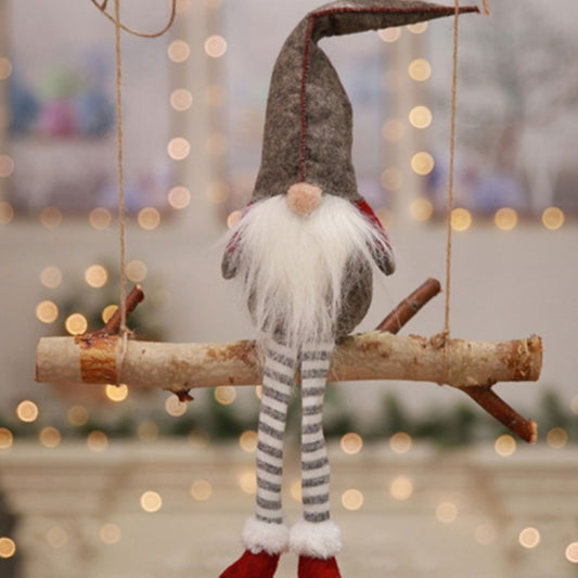 Cute Sitting Faceless Long-legged Elf Doll Christmas Decoration(Grey) by bashfashion
