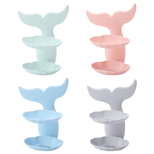 Bathroom Punch-free Double-layer Soap Box Without Trace Wall Hanging Drain Soap Holder, Random Color Delivery by bashfashion