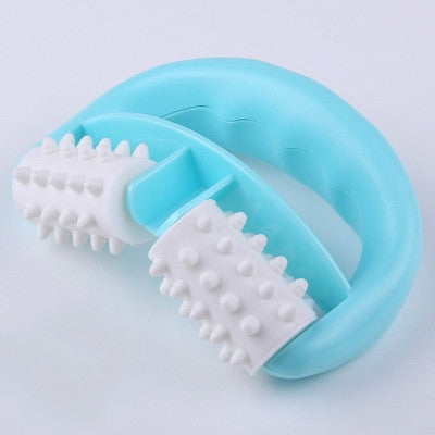 T9142 Plastic Manual Two-wheel Massager Round Handle Massager(Blue) by bashfashion