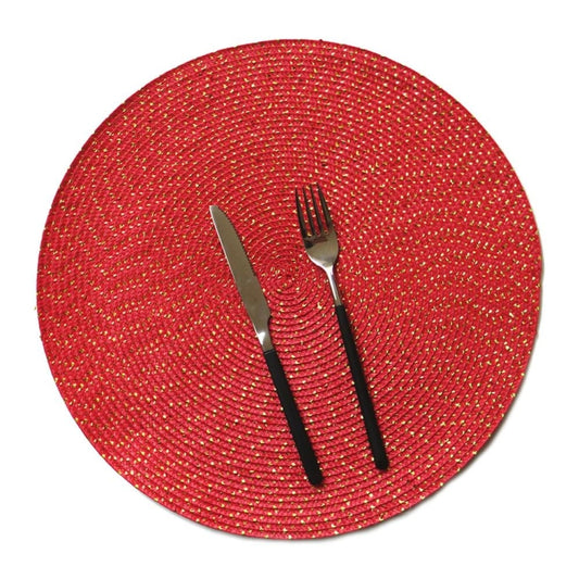 2 PCS PP Round Oval Woven Placemat, Size:Diameter 18cm(Red) by bashfashion
