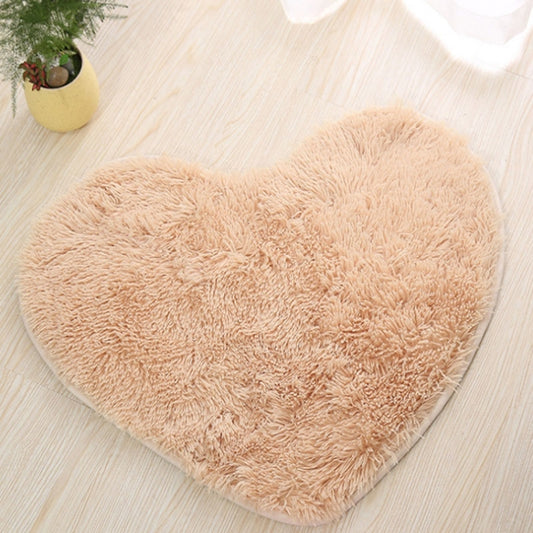 Heart Shape Non-slip Bath Mats Kitchen Carpet Home Decoration, Size:60*70CM(Light Camel) by bashfashion