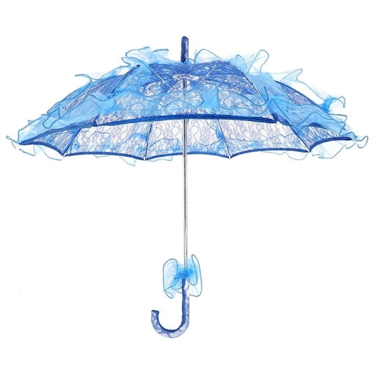 Wedding Parties Bridal Lace Cotton Umbrella Dancing Photography Prop Umbrella(Blue) by bashfashion