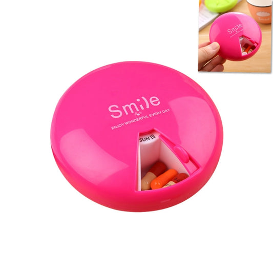 Portable 7 Days Drugs Pill Container Rotation Pillbox(Rose Red) by bashfashion