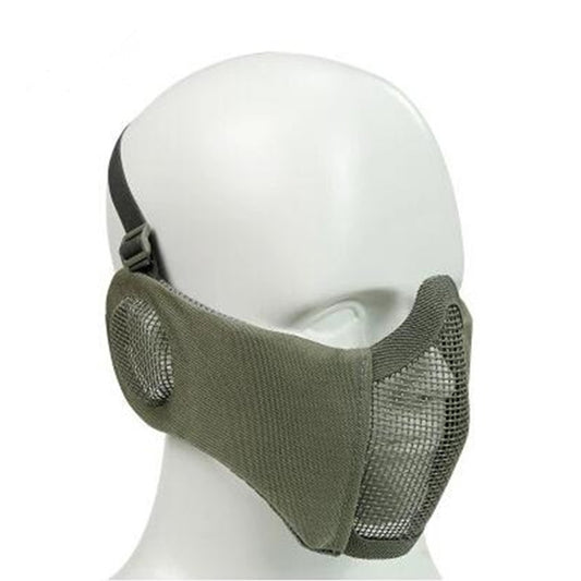 WoSporT Half Face Metal Net Field Ear Protection Outdoor Cycling Steel Mask(Grey) by bashfashion