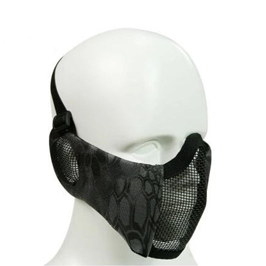 WoSporT Half Face Metal Net Field Ear Protection Outdoor Cycling Steel Mask(Dark Crepe) by bashfashion